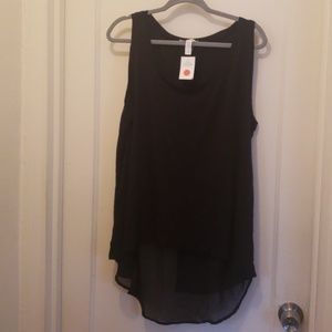 Black plus size hi lo shirt with mesh